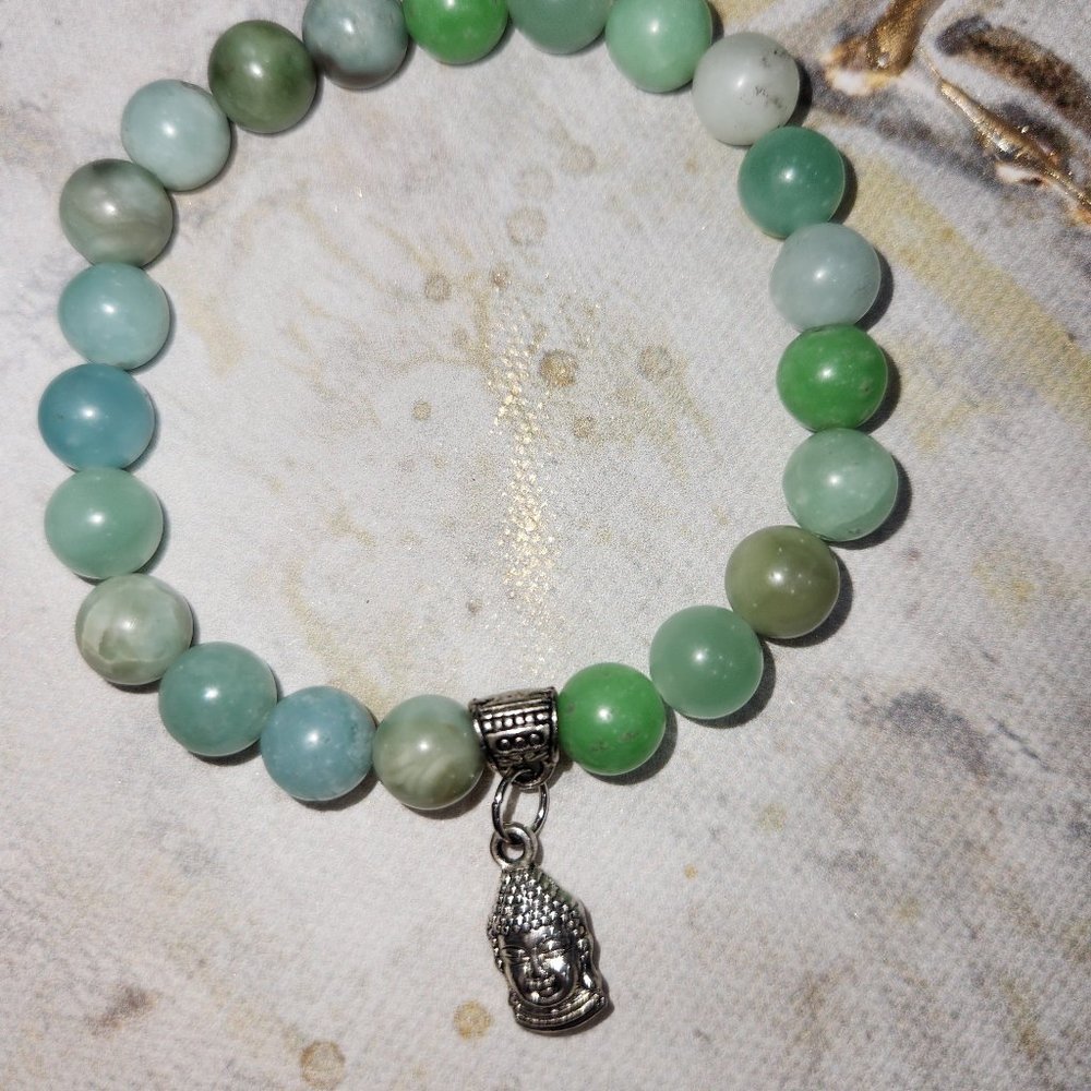 Amazonite Buddha charm bracelet